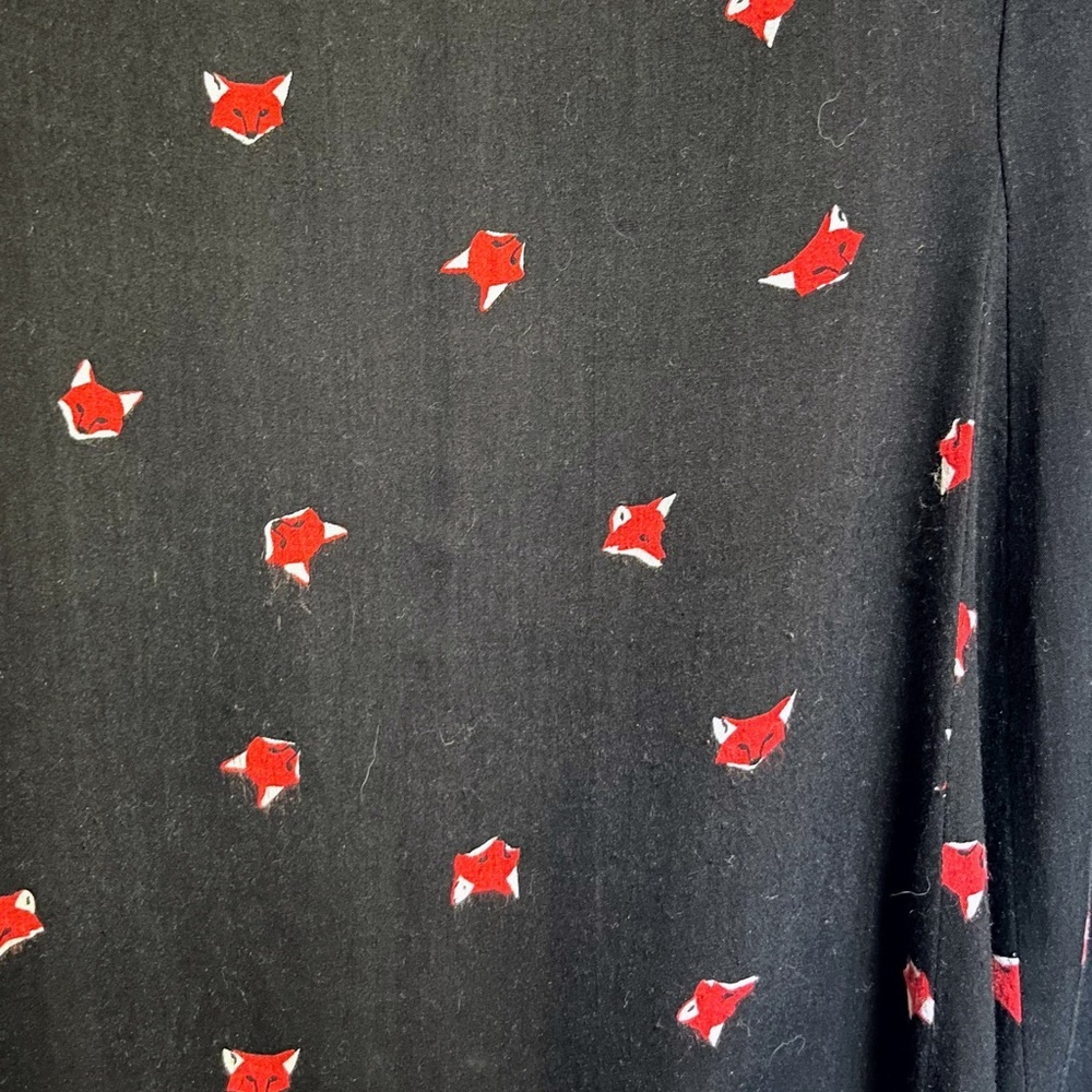 Torrid Fox Print Dress Size 1 14/16 Black Babydoll Zip Back Animal Crittercore - Picture 6 of 8